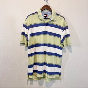 Tommy Hilfiger Vintage Y2K Preppy Striped Polo Shirt Mens XL 90s Cotton Ivy Prep